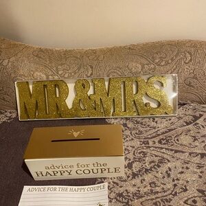 Bridal Wedding MR & MS w Wish Box white and gold